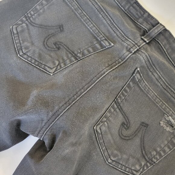 AG Legging Skinny Ankle Jean in Faded Black Dark Gray Destroyed - Picture 9 of 9